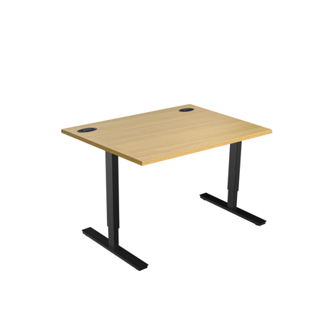 Electric Height Adjustable Desk - 1200mm - Black Frame - Light Oak