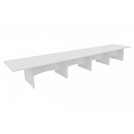 Platinum Range - Rectangular Conference Tables with Shaped Modesty Panel & Legs - 6000mm - White