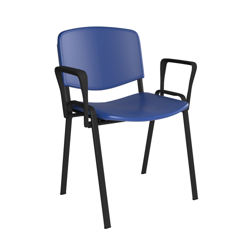 Taurus Plastic Chair - Fixed Arms - Blue