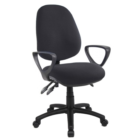 Vantage 200 Fabric Operator Chair - Fixed Loop Arms - Black