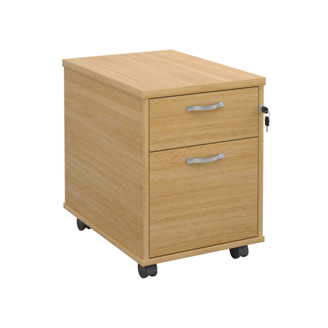 Mobile Under Desk Pedestal - 2 Drawer - Oak