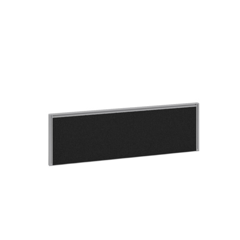 Straight Fabric Desktop Screen with Silver Aluminium Frame - 1200mm - Charcoal