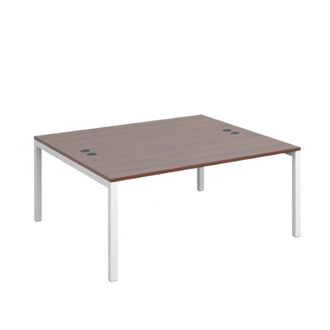Connex Back to Back Desks - 1600 - White Frame - Walnut