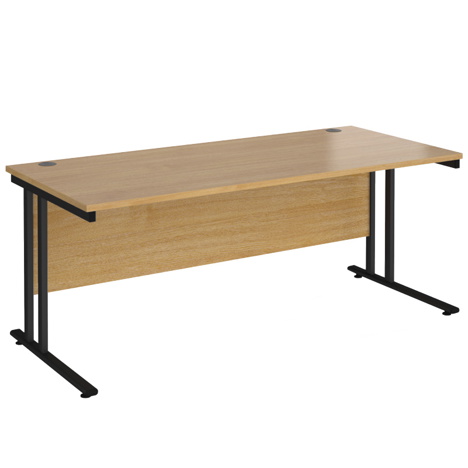VDU Cantilever Workstation - No Drawers - 1800mm - Black - Oak