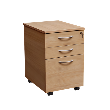Tall Under Desk Mobile Pedestal - Beech