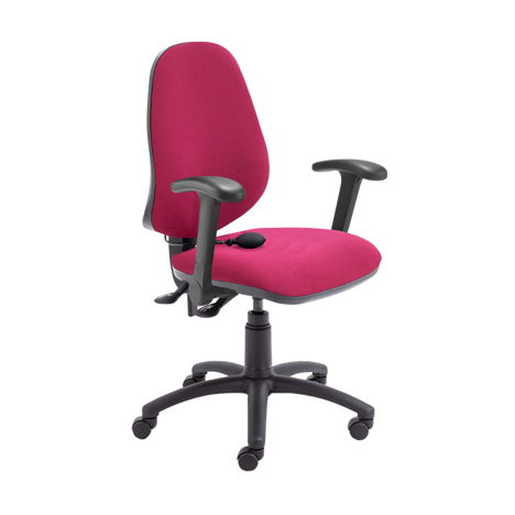 Calypso Ergonomic Office Chair with 2 Levers and Lumbar Pump - Claret - Folding Arms
