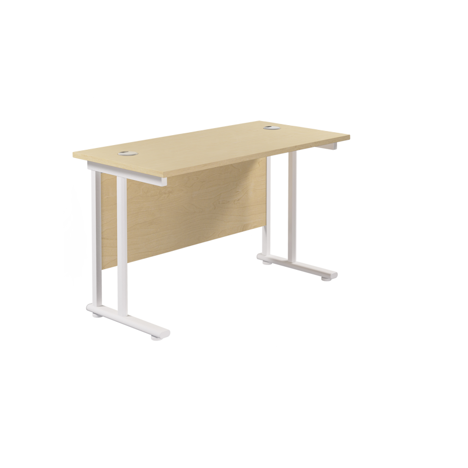Rectangular Workstation 600mm Deep - W1200 - White Frame - Maple