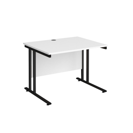 VDU Cantilever Workstation - No Drawers - 1000mm - Black - White