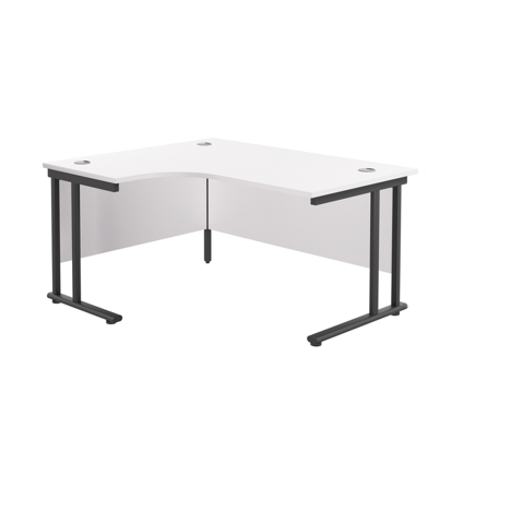 Twin Upright Radial Desk - Left Hand - 1600 - Black Frame - White