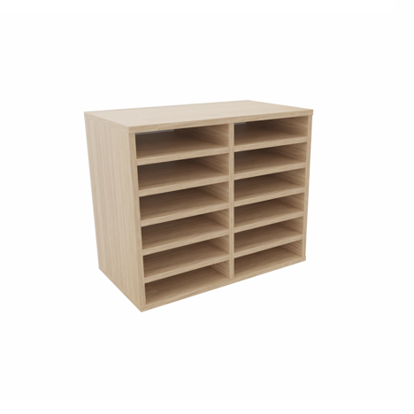 Pigeon Hole Unit - 2 Bay Wide - 12 Compartment - Oak