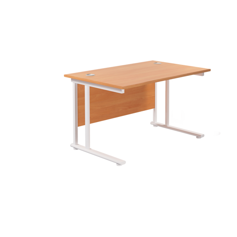 Rectangular Workstation 800mm Deep - W1200 - White Frame - Beech