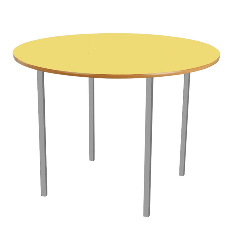 Round Classroom Table - Silver Legs - Yellow
