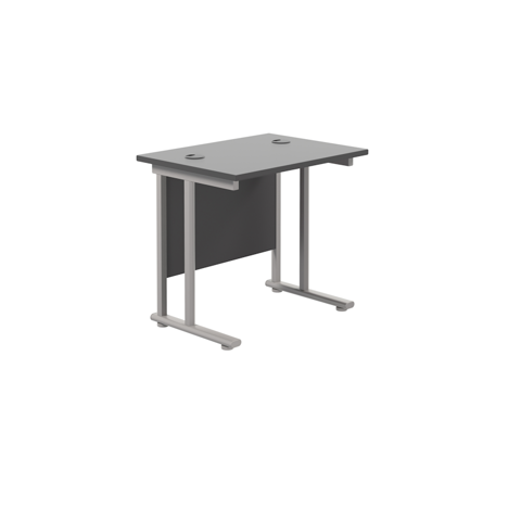 Rectangular Workstation 600mm Deep - W800 - Silver Frame - Beech
