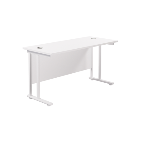 Rectangular Workstation 600mm Deep - W1400 - White Frame - White