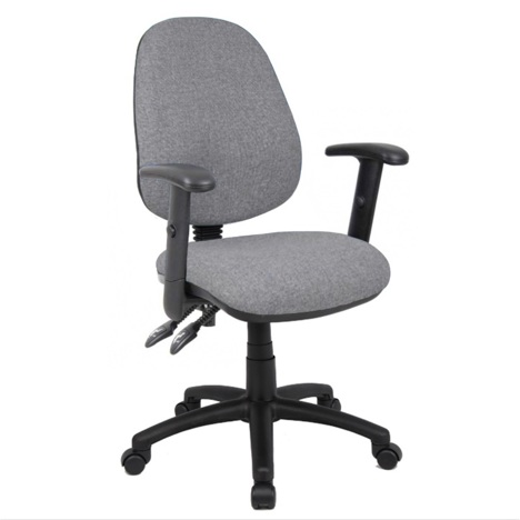 High Back Operator Chair - Height Adjustable Arms - Grey