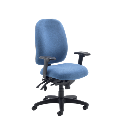 Heavy Duty Posture Chair - No Head Rest - Black Base - Blue
