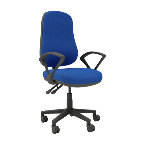 Ergo High Back Operator Chair - Fixed Arms - Blue