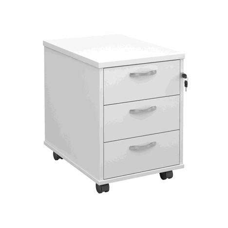 Mobile Under Desk Pedestal - 3 Drawer - White