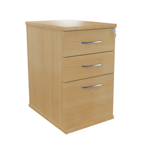 Platinum Range - Desk High Pedestals 3 Drawer - 600mm - Oak