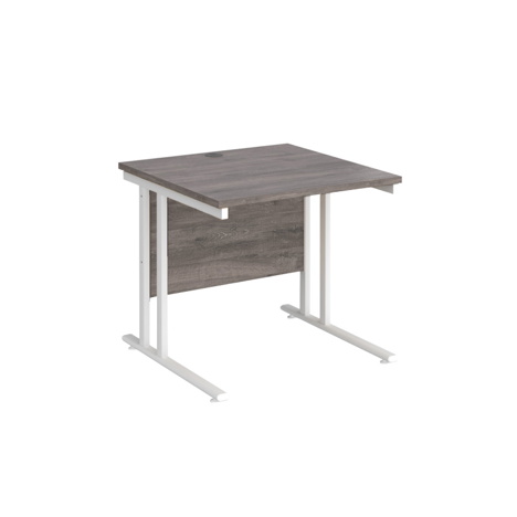 VDU Cantilever Workstation - No Drawers - 800mm - White - Grey Oak