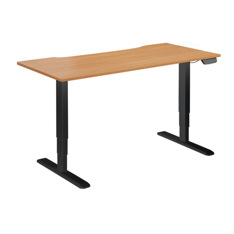 Electric Sit-Stand Desk with Dual Motors - 1800 - Black Frame - Beech