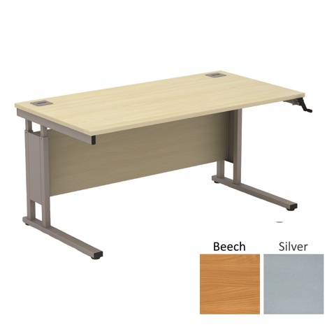 Sirius Height Adjustable Cantilever Desking 1600 - 800 - Silver - Beech