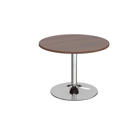 Trumpet Base Circular Boardroom Table - 1000 - Chrome - Walnut