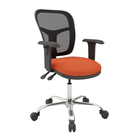Mesh Back Operator Chair - Adjustable Arms - Chrome Base