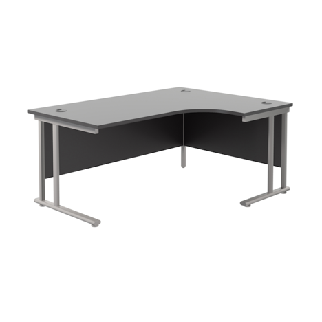 Twin Upright Radial Desk - Right Hand - 1800 - Silver Frame - Black