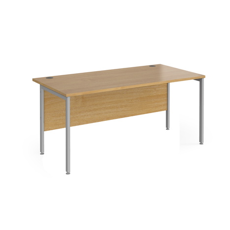 Straight Desk - H-Frame - 1600 - Silver - Oak