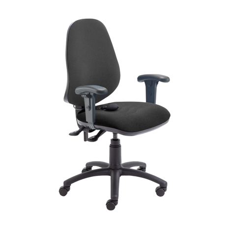Calypso Ergonomic Office Chair with 2 Levers and Lumbar Pump - Black - T Adjustable Arm