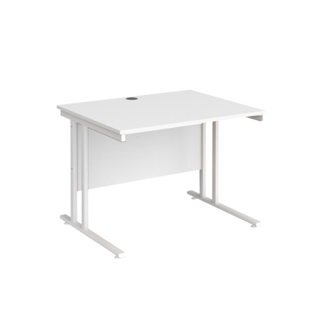 VDU Cantilever Workstation - No Drawers - 1000mm - White - White