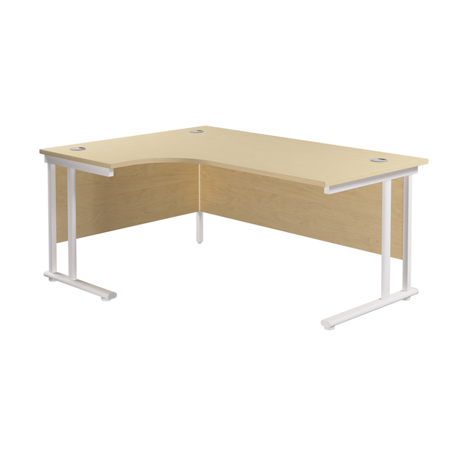 Twin Upright Radial Desk - Left Hand - 1800 - White Frame - Maple