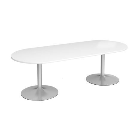 Trumpet Base Radial End Boardroom Table - Silver - White
