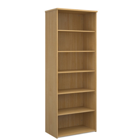 Bookcases (Solid Back Panels) with Five Shelves - 2140mm High - Oak
