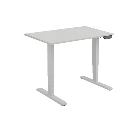Electric Sit-Stand Desk with Dual Motors - 1200 - Silver Frame - White