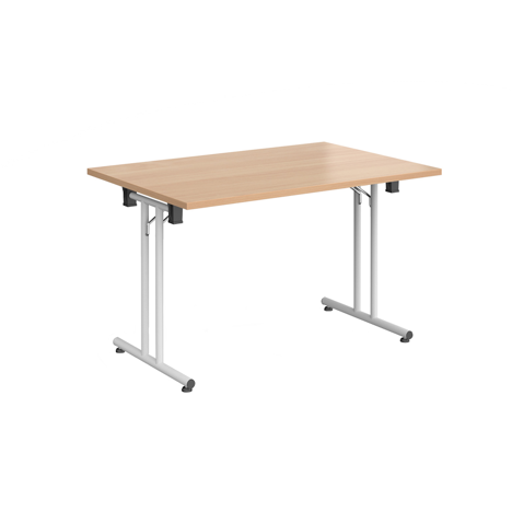 Rectangular Folding Leg Table - 1200 - White - Beech