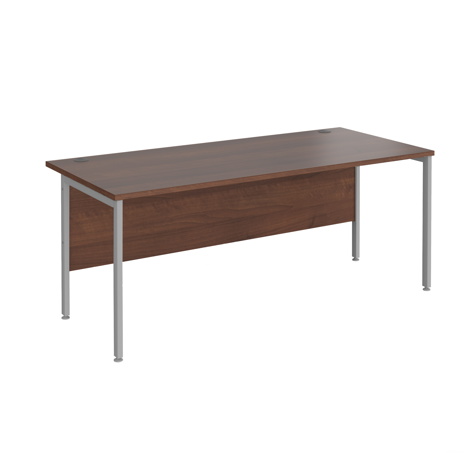 Straight Desk - H-Frame - 1800 - Silver - Walnut