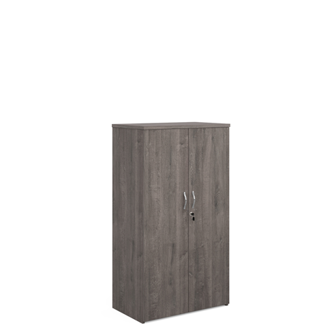 Double Door Cupboard - 1440mm High - Three Shelves - Grey Oak