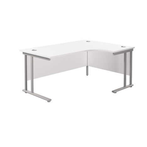 Twin Upright Radial Desk - Right Hand - 1600 - Silver Frame - White