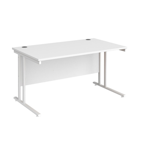 VDU Cantilever Workstation - No Drawers - 1400mm - White - White