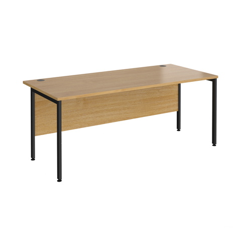 Straight Desk - H-Frame - 1800 - Black - Oak