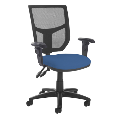 Altino Mesh Back Operator Chair - Black Base - Adjustable Arms - Blue