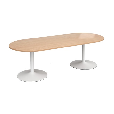 Trumpet Base Radial End Boardroom Table - White - Beech