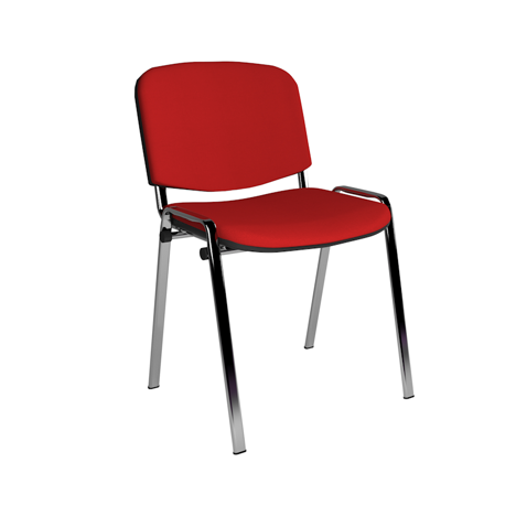 Stacking Side Chair - Chrome Frame - No Arms - Red