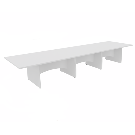 Platinum Range - Rectangular Conference Tables with Shaped Modesty Panel & Legs - 4800mm - White