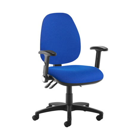Jota XL Fabric Back Operator Chair - Adjustable Folding Arms - Blue