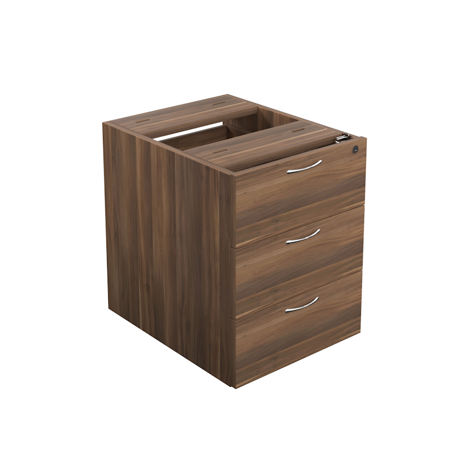 3 Drawer Fixed Pedestal - Dark Walnut