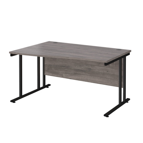 Wave Cantilever Workstation - 1400 - Left Hand - Black - Grey Oak