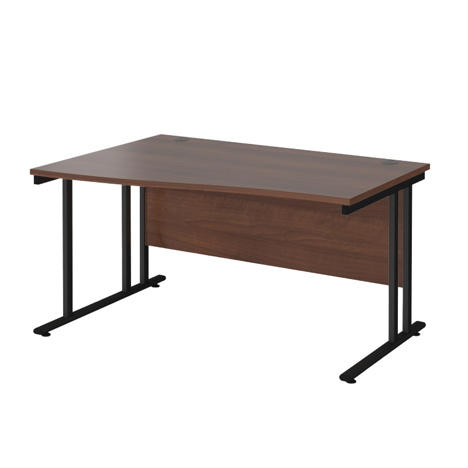 Wave Cantilever Workstation - 1400 - Left Hand - Black - Walnut